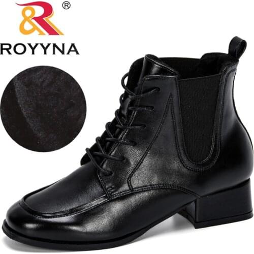 ROYYNA 2019 New Designer Women Boots Ankle Boots Female Winter Shoes Woman Couple Motorcycle Boots Women Microfiber Boots Trendy
