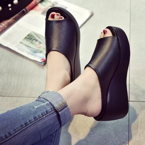 White Black Wedges Wedges Shoes for Women Slippers Summer Fashion Platform Sandals Ladies Shoes with Heels Comfy Beach Slippers