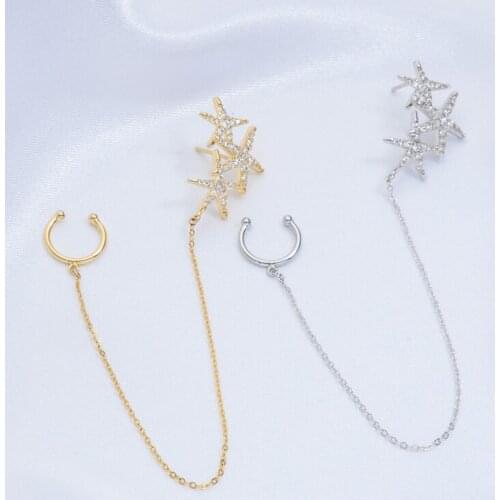 Jaeeyin 2021 Trendy Star Ear Cuff Tassel Stud Earring for Women Girls Fashion Cubic Zircon Jewelry Charms Hoop Dangle One Piece