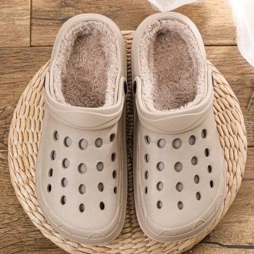 Wintes Women Shoes Quick Dry Clogs Casual Garden Shoes Warm Plush Sandals Couple Antiskid Home Flip Flops Slippers for Men
