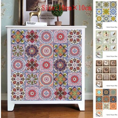 PVC Waterproof Tile Wall Sticker Small Flower Tiles Decals Kitchen Bathroom Moistureproof Decoration Sticker 10PCS