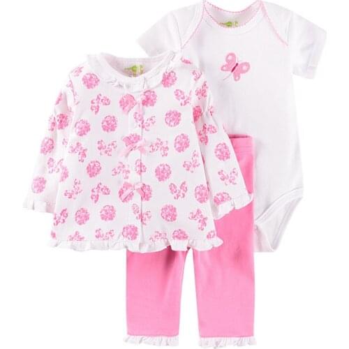3 Pieces/set Baby Girl Clothes Set 0-12 Month Cotton Spring Autumn Suit Bodysuit Trousers Infant Clothing Babies Boys Outfit