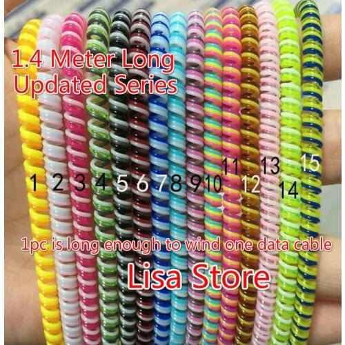 4pcs/lot 120CM 140CM Triple Colors Spring Protective sleeve Mobile Tablet Spiral Cord Protector for Phone Charger Earphone Cord