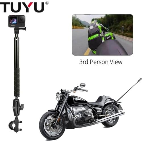 TUYU Aluminum Invisible Selfie Stick Motorcycle Bicycle Bracket for Insta360 go 2 One R X2 Go Pro Max Hero 9 8 7 DJI Accessories