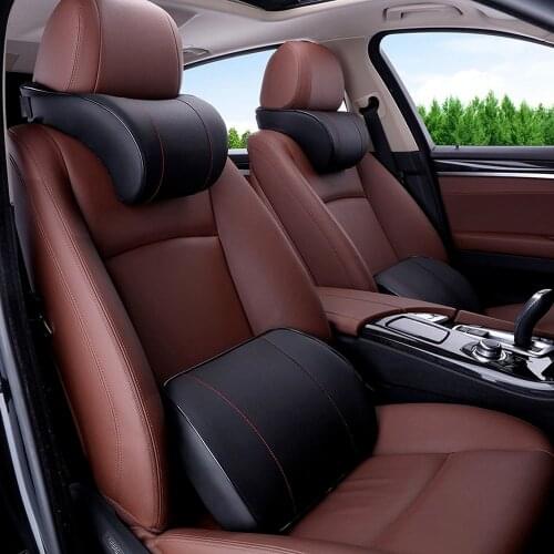 The highest quality car neck pillow adjustable leather headrest memory pillow seat cushion cover car neck pillow car supplies
