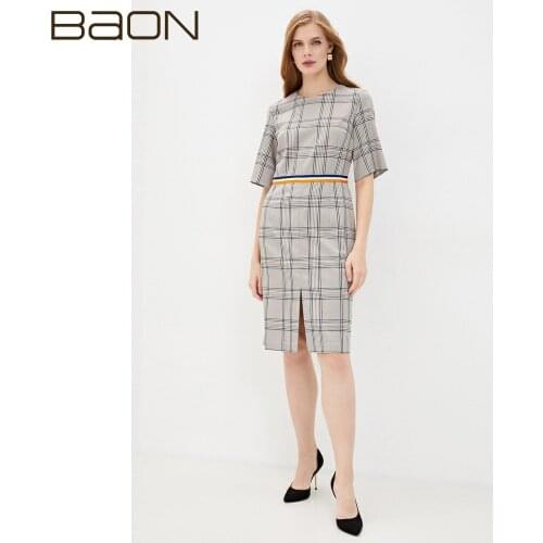 Модные платья в клетку BAON China At AliExpress