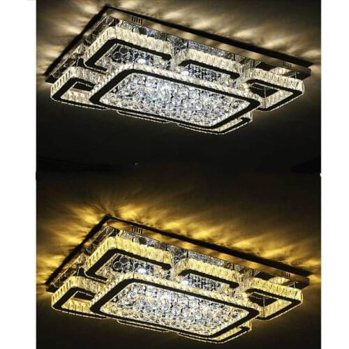 Free Shipping Stainless Steel Modern Ceiling Lamps k9 Crystals LED Square Crystal Ceiling Lights for Dining Room AC 110V-260V