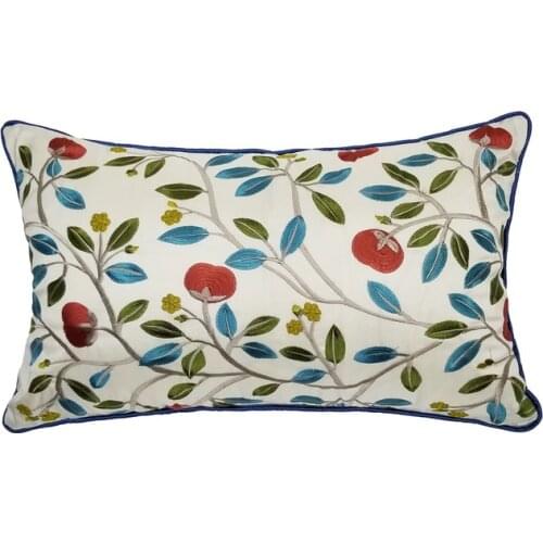 DUNXDECO Cushion Cover Decorative Pillow Case Modern Artistic Classical Apple Tree Embroidery Luxury Sofa Chair Coussin