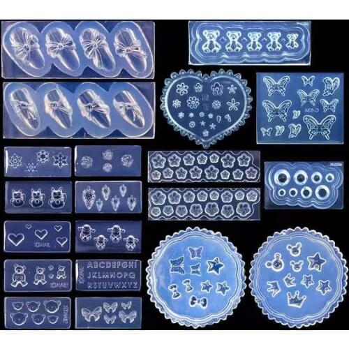 1Pcs 3D Silicone Bowknot Nail Carving Mold Cute Bear Mould Stamping Design Polish UV Gel Stencils DIY Manicure Accessory Tools
