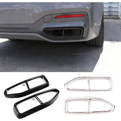 Stainless Steel Exhaust Muffler Tail Pipe Throat Cover for BMW 7 Series G11 G12 2019-2020 Exterior Car Assessoires