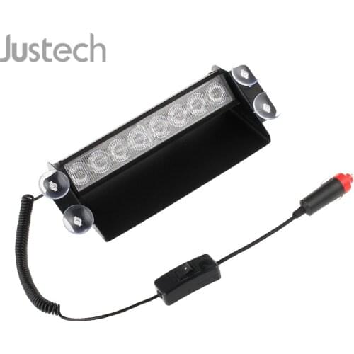 Justech 12v DC 8leds Car Police Strobe Flash Light Dash Emergency 3 Flashing Blue Lamp high qulity