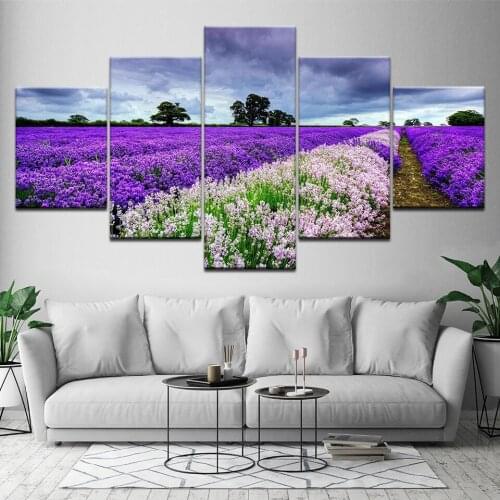 Canvas Painting Beautiful flowers sea landscape 5 Pieces Wall Art Painting Modular Wallpapers Poster Print Home Decor