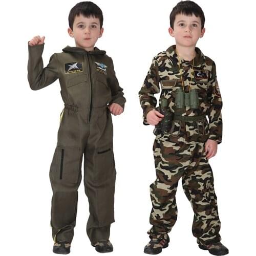 Boy Carnival Purim Special Forces Uniform Costume Officer Cop Jumpsuit Cosplay Halloween Fancy Party Dress