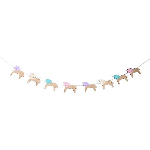 Lovely Wooden Unicorn Banner Bunting Party Baby Shower Decoration
