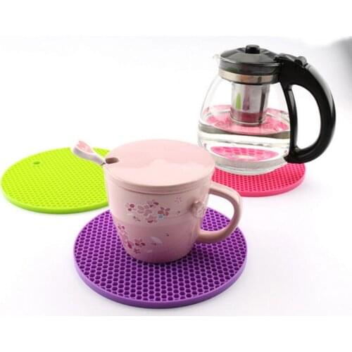 Round Silicone Non-Slip Heat Resistant Pot Table Mats Holder Coaster Cushion Placemat Pot Table Mat Silicone Placemat LX4622
