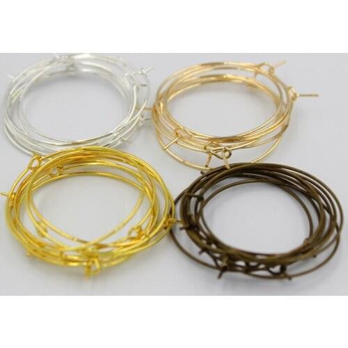 50pcs Wire Hoop Earring Round 20mm 25mm 30mm Blank Circle Earring Hoop for DIY Ear Jewelry Make