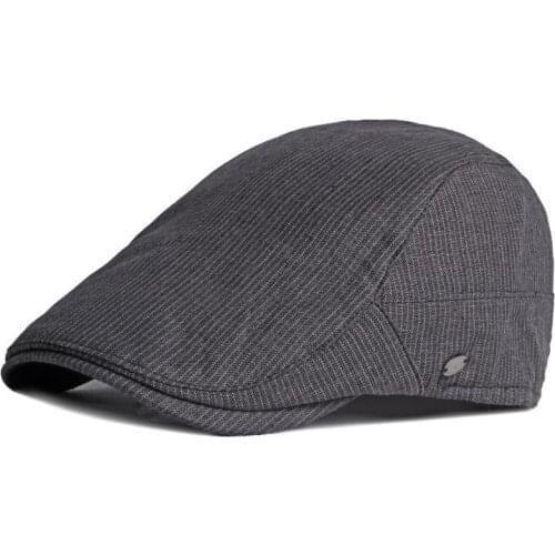 LDSLYJR 2021 Cotton Spring Summer striped Newsboy Caps Flat Peaked Cap Men and Women Painter Beret Hats 87