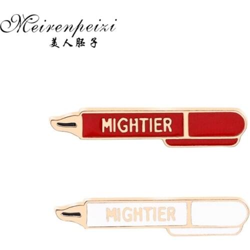 Meirenpeizi Cute Cartoon Pen Pattern Enamel Children Brooch Pin Clothing Bag Hat Badge Decor Gift