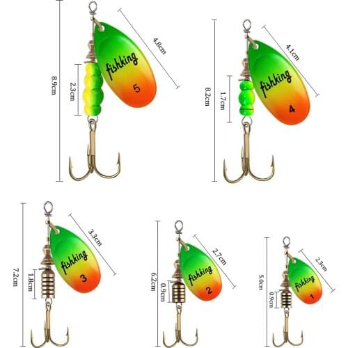Metal Fishing Lure Spinner Baits 3.9g 4.6g 7.4g 10.8g 15g Hard Bait Spoon Lures Spinners With Treble Hooks Arttificial Bait Pike