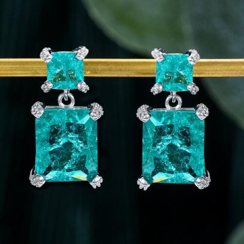 Missvikki Trendy Summer beach shimmering Cute Square Drop Earrings High Quality CZ for Women Girl Daily Romantic Earring Jewelry