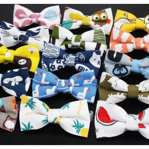 Mens Cool Linen Printed Love Striped Bow Ties Man Neck Bowtie UnionFlag Bowknot Gravatas Necktie Summer Bear Print Butterfly