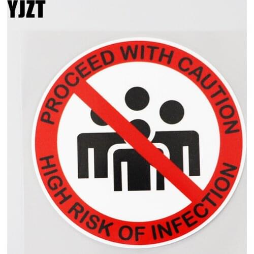 YJZT 11.6CM×11.6CM Proceed With Caution Decal Warning PVC Car Sticker 12C-0422