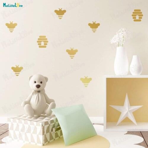 Wall Pattern Wall Sticker DIY Baby Nursery Bedroom Home Decor Self-adhesive Vinyl Unique Design Set Bees Decals For Kids YT626