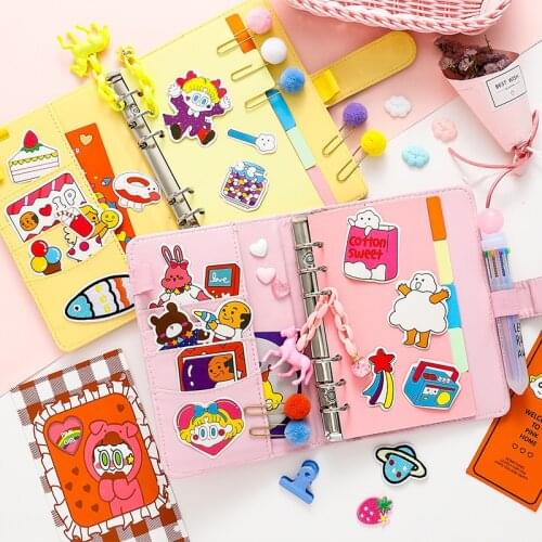 Creative Kawaii Girl Heart Loose-Leaf Notebook DIY Hand Account Sticker Decorative Binder Cute School Supplies Stationary Set