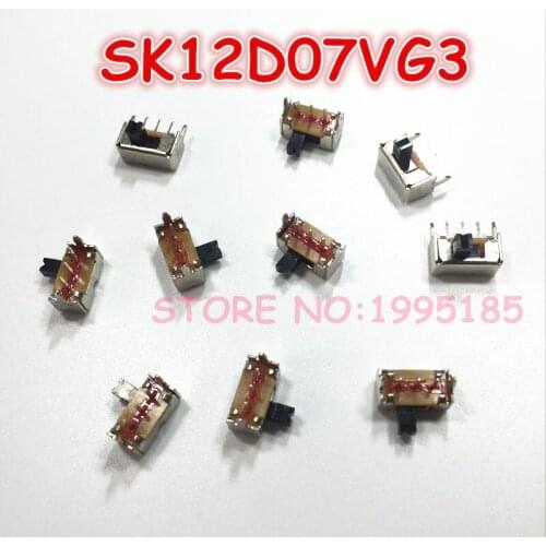 New 100PCS/Lot 3 Pin PCB 2 Position 1P2T SPDT Miniature Slide Switch Side Knob SK12D07VG3