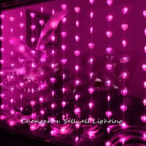 GREAT!Christmas decoration entrance curtain decoration 1.6*2m pink heart bead curtain lamp H064