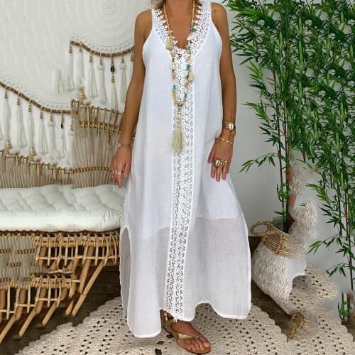 Beach Dress Smock Cover Up Women Pareo Sleeveless Long Maxi Dress Chiffon Beach Cover-ups Tunics Outfit Saida De Praia #T1G