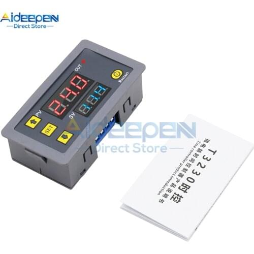 AC 110V 220V 12V Digital Time Delay Relay Dual LED Display Cycle Timer Control Switch Adjustable Timing Relay Time Delay Switch