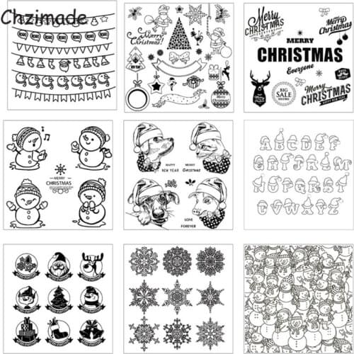 Chzimade Christmas Day Festival Silicone Clear Stamps For Scrapbooking Diy Embossing Rubber Stamp Photo Album Cards Making Decor