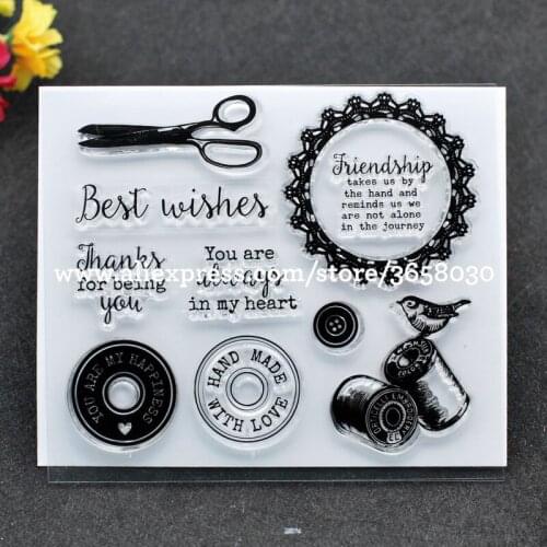Best wishes Thanks HAND MADE WITH LOVE Scrapbook DIY photo cards rubber stamp clear stamp transparent stamp 12x10.5cm 8052678