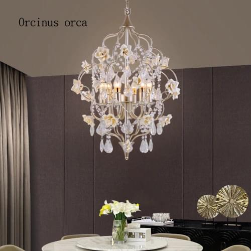 Garden champagne Silver Crystal Chandelier American luxury European Crystal dining chandelier balcony porch aisle lamp