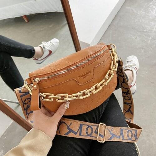 Shoulder bag Korean fashion female bag 2021 new crossbody bag personality wide shoulder strap chest bag simple waist bag