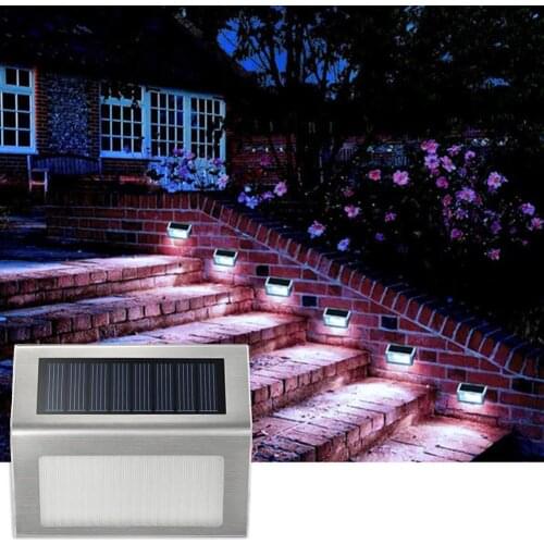 LED Solar Lamp Path Stair Outdoor Lights Waterproof Wall Light Garden Landscape Step Deck Lights Balcony Fence 3LED Solar Light