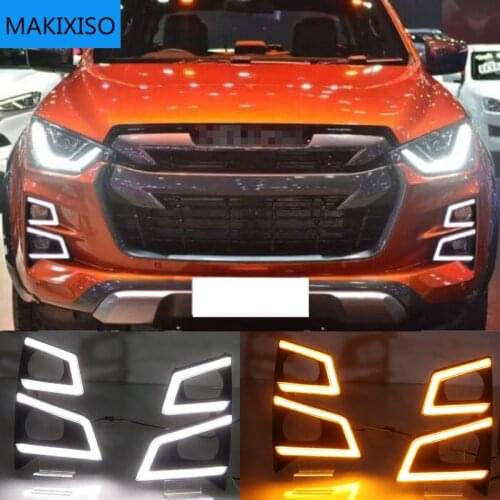 Led Daytime Running Lights for Isuzu D-max 2020 Fog lamp 12V ABS DRL Driving lights yellow turn signal light