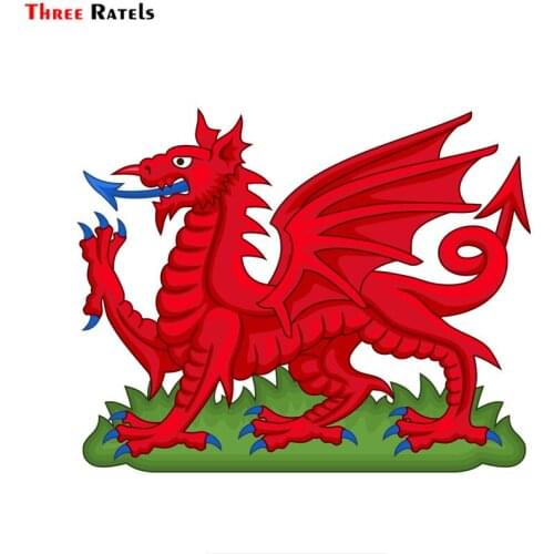 Three Ratels FCT-638# 13x16cm Red Dragon Badge Of Wales Waterproof Car Sticker Decal Motorcycles Decoration On Window Wall Bumpe