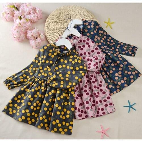 Spring Baby Girls Dresses Autumn Girl Dress Cartoon Cherry Print Princess Dress Children Clothing Dot Party Kids Costumes