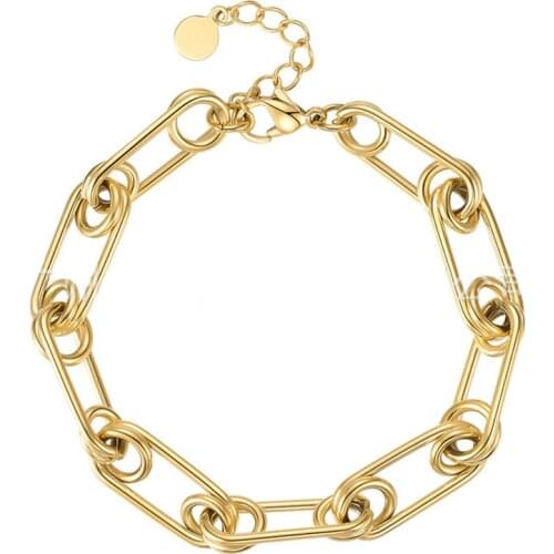 Paperclip bracelet for women men gold stainless steel bangle bracelet punk hip-hop cool jewelry