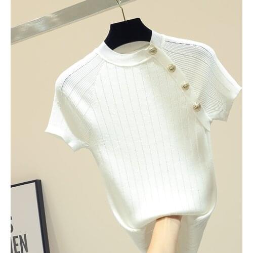 Spring And Summer New Pullover Sweater Vintage Black White Basic Knitted Slim Hollow Fashionable Women Clothes 2019 Female Tops