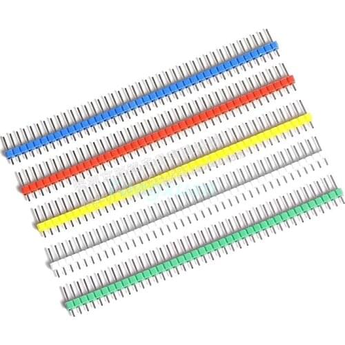 10pcs 2.54mm 1x40p Single Row Male Breakable Pin Header Connector Strip & Jumper Blocks Black Blue Green Red White Yellow