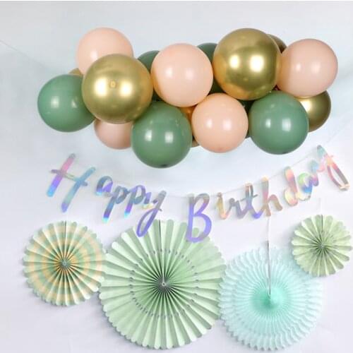 19pcs Balloons Garland Arch Kit Macaron Avocado Green Pastel Latex Balloon RETRO Green Birthday Wedding Baby Shower Party Decor
