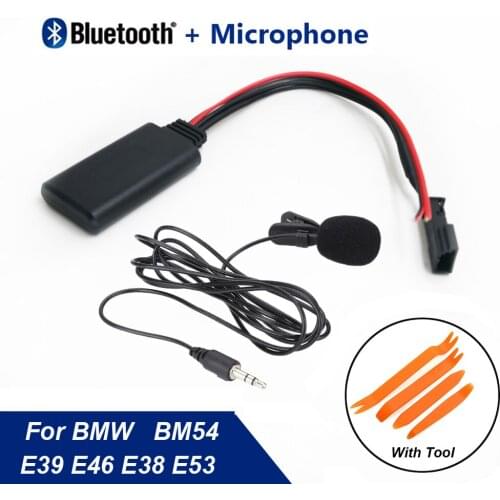 Car Bluetooth Module AUX-in Audio Adapter + Tool & Microphone For BMW E39 E46 E38 E53 16:9 Navigation