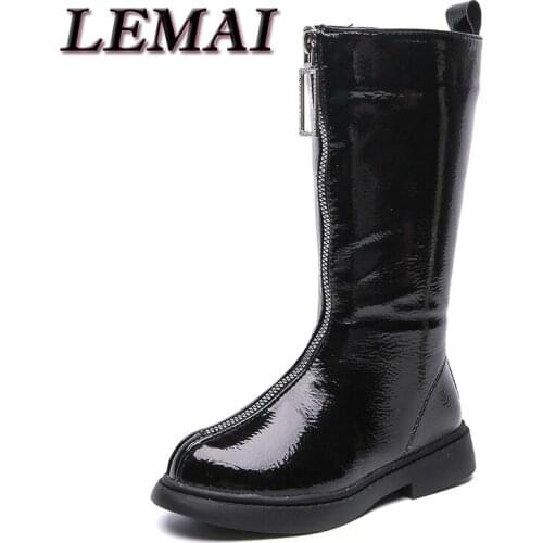 2022 Fashion Kids Warm Shoes Girls Snow High Winter Leather Boots Long Girlish For Children 3 4 5 6 7 8 9 10 11 12 Years