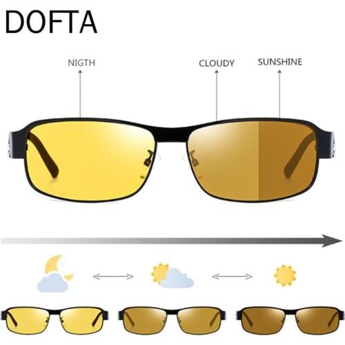 DOFTA Polarized Photochromic Sunglasses Night Vision Goggles Men Day And Night Driving Glasses Male Vintage Aluminum UV400 9516
