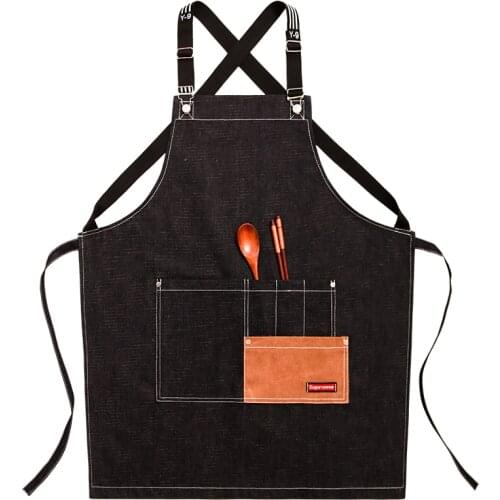 Denim Apron Female Custom Logo Milk Tea Coffee Cake Shop Baking Hairdresser Work Clothes Women Men Pinafore