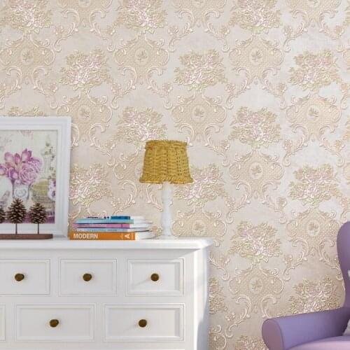 Beibehang European pastoral 3D relief non-woven wallpaper living room bedroom sofa TV backdrop wall decoration 3d wallpaper roll