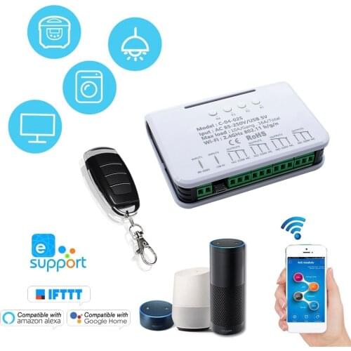 7-32V 85-250V 10A Relay WiFi Smart Home Switch Module Support inching self-locking Interlock Work with eWeLink APP and RF Remote